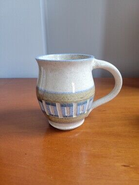 Handmade Studio Pottery Southwestern Geometric Band Ceramic Coffee Mug 12oz